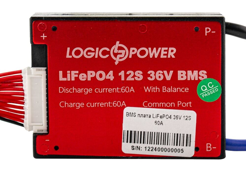 BMS плата LiFePO4 36V 12S Dis 60A Ch 30A