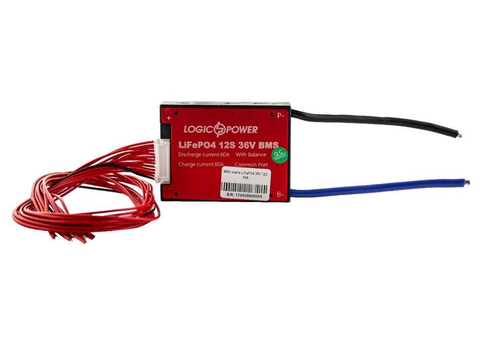 BMS плата LiFePO4 36V 12S Dis 60A Ch 30A