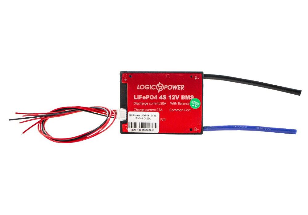 BMS плата LiFePO4 12V 4S Dis 50A Ch 25A