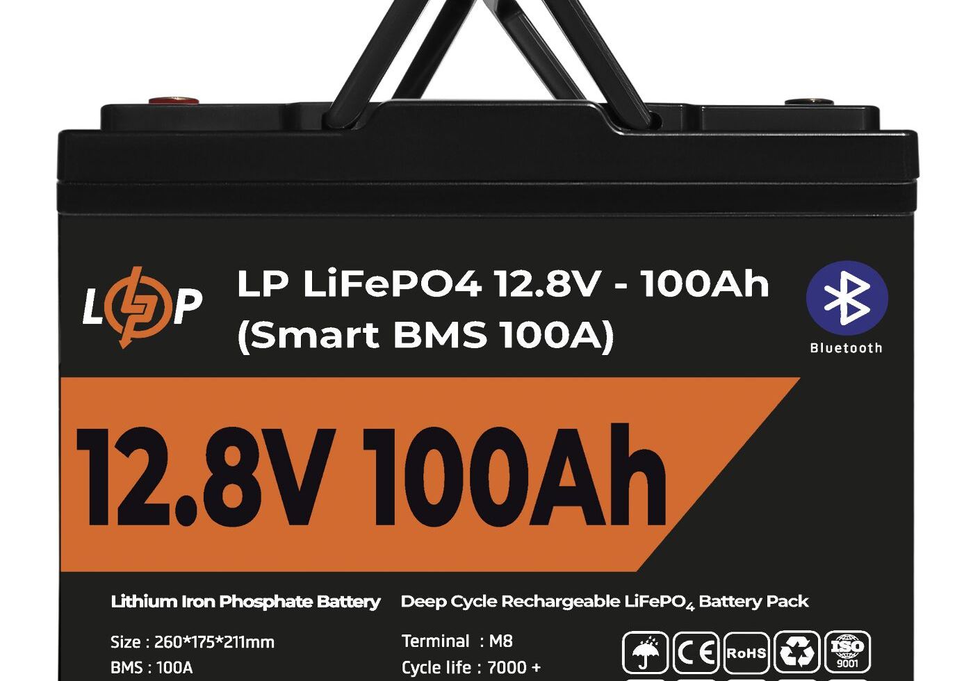 Акумулятор LP LiFePO4 12V (12,8V) - 100 Ah (1280Wh) (Smart BMS 100А) з BT пластик