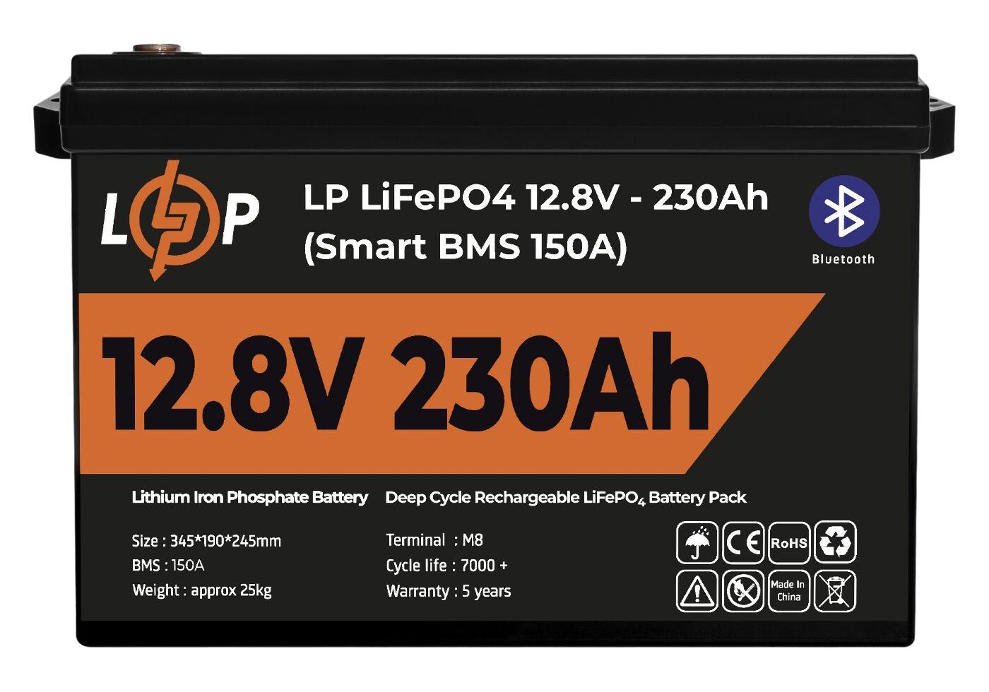 Акумулятор LP LiFePO4 12V (12,8V) - 230 Ah (2944Wh) (Smart BMS 150А) з BT пластик