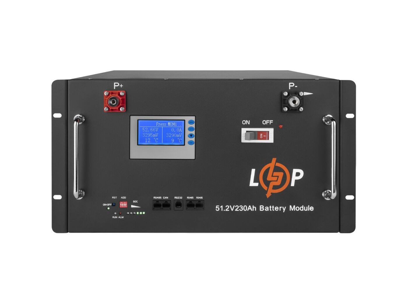 Акумулятор LP LiFePO4 48V (51,2V) - 230 Ah (11776Wh) (Smart BMS 200A) з LCD RM RS485/CAN