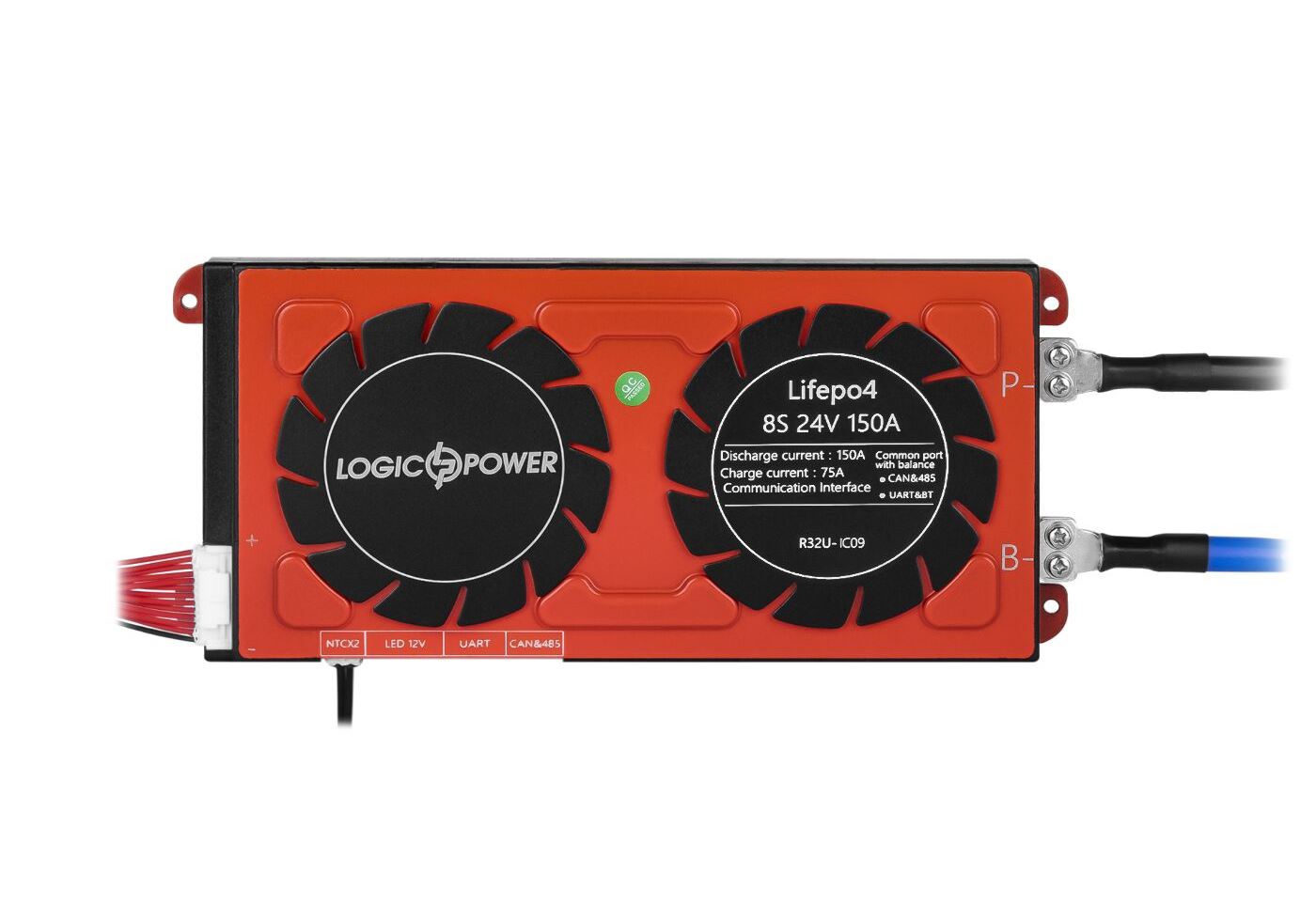 Smart BMS плата LiFePO4 24V 8S 150A (Dis 150A Ch 75A) + UART/RS485/CAN