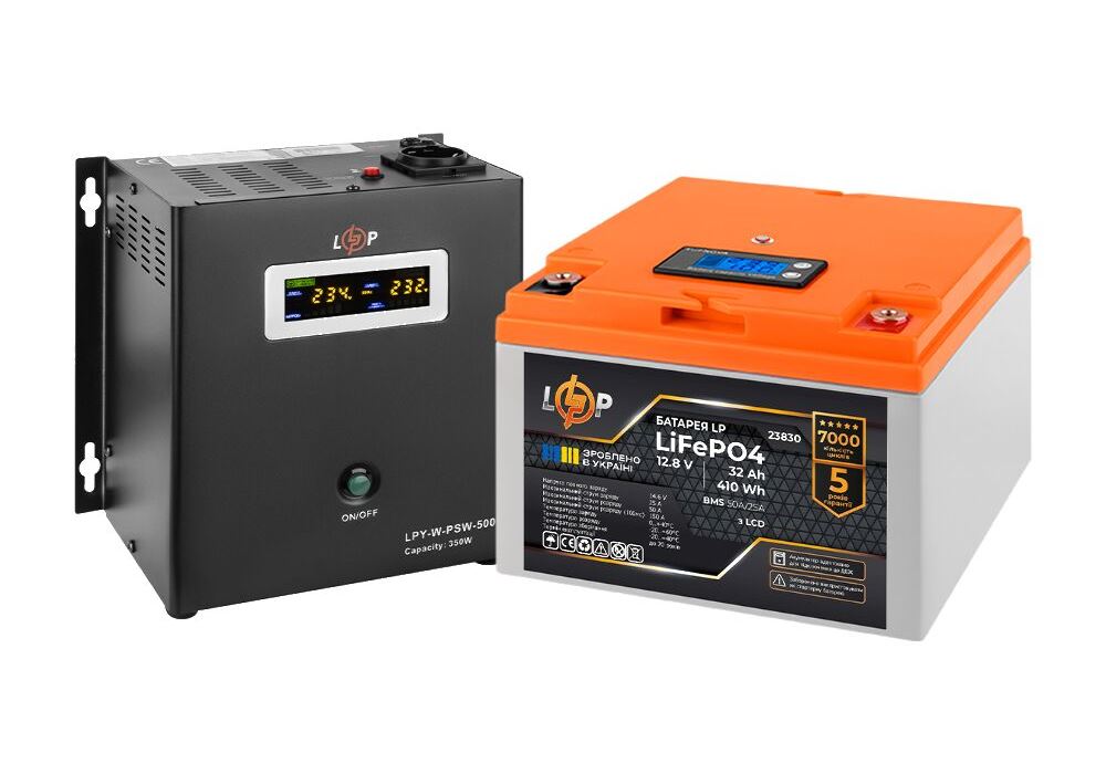 Комплект резервного живлення LP (LogicPower) ДБЖ + літієва (LiFePO4) батарея (UPS W500+ АКБ LiFePO4 410W)