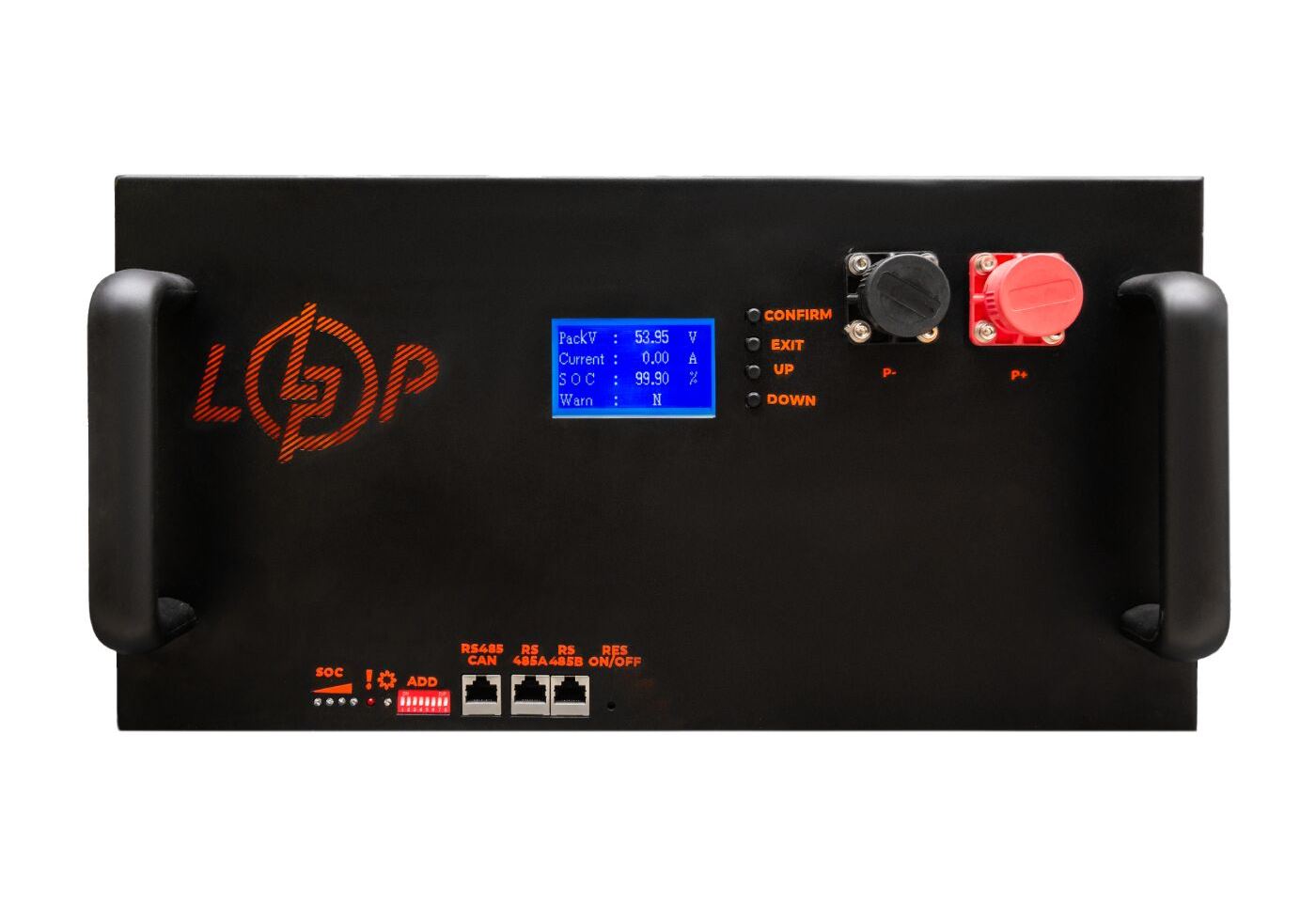 Акумулятор LP LiFePO4 51,2V - 100 Ah (5120Wh) (Smart BMS 200A/100А) з LCD метал Smart RM RS485/CAN