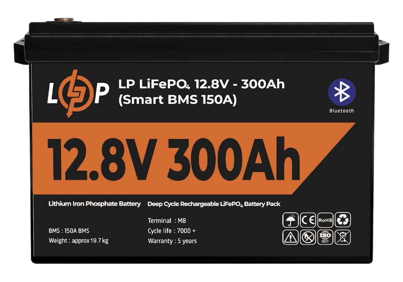 Акумулятор LP LiFePO4 12,8V - 300 Ah (3840Wh) (Smart BMS 200А) з BT пластик