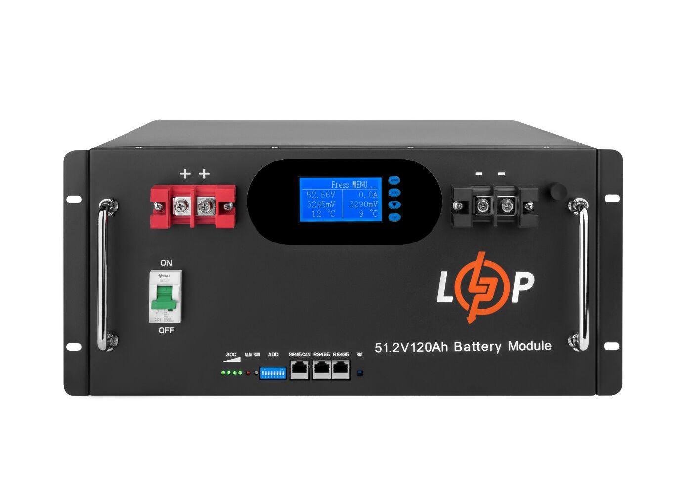 Акумулятор LP LiFePO4 51,2V - 120 Ah 6000Wh (Smart BMS 100A) с LCD RM AB RS485/CAN