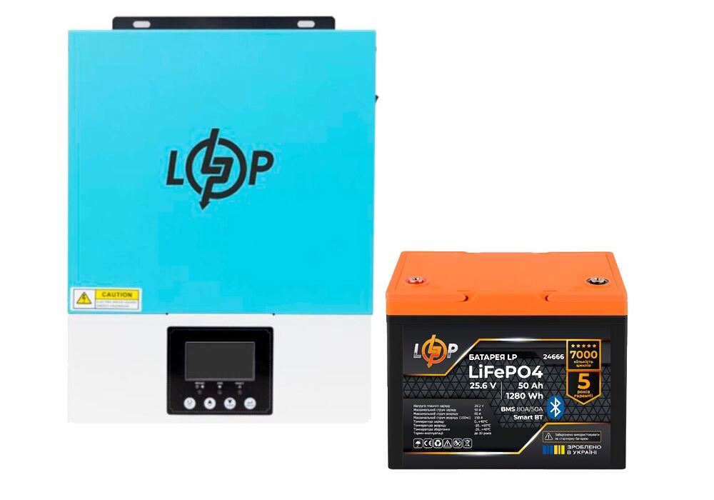 Комплект резервного живлення LogicPower W3000 + літієва (LiFePO4) батарея 1280Wh