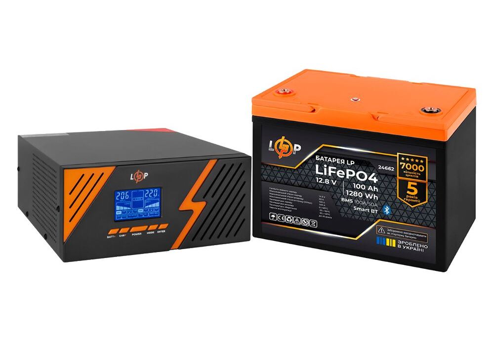Комплект резервного живлення LogicPower B1500 Black + літієва (LiFePO4) батарея 1280Wh