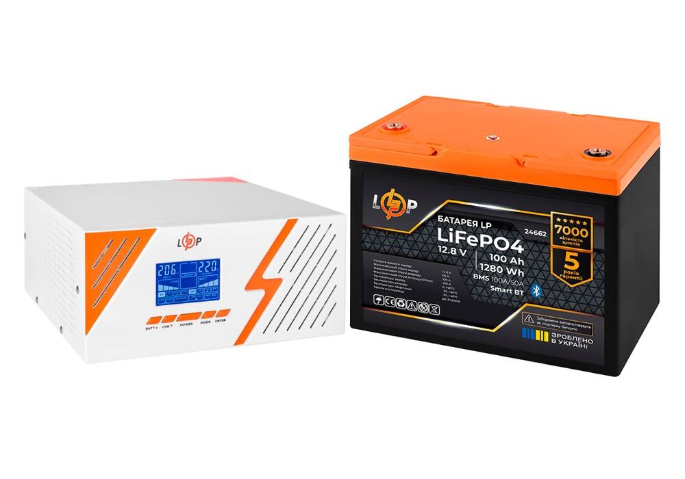 Комплект резервного живлення LogicPower B1500 White + літієва (LiFePO4) батарея 1280Wh