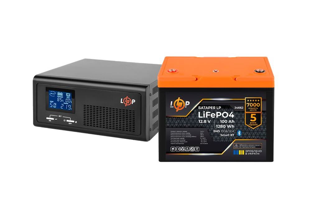 Комплект резервного живлення LP(LogicPower) ДБЖ + літієва (LiFePO4) батарея (UPS В1000 + АКБ LiFePO4 1280W)
