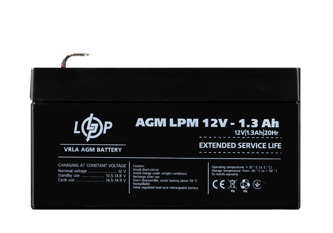 Акумулятор AGM LPM 12V - 1.3 Ah
