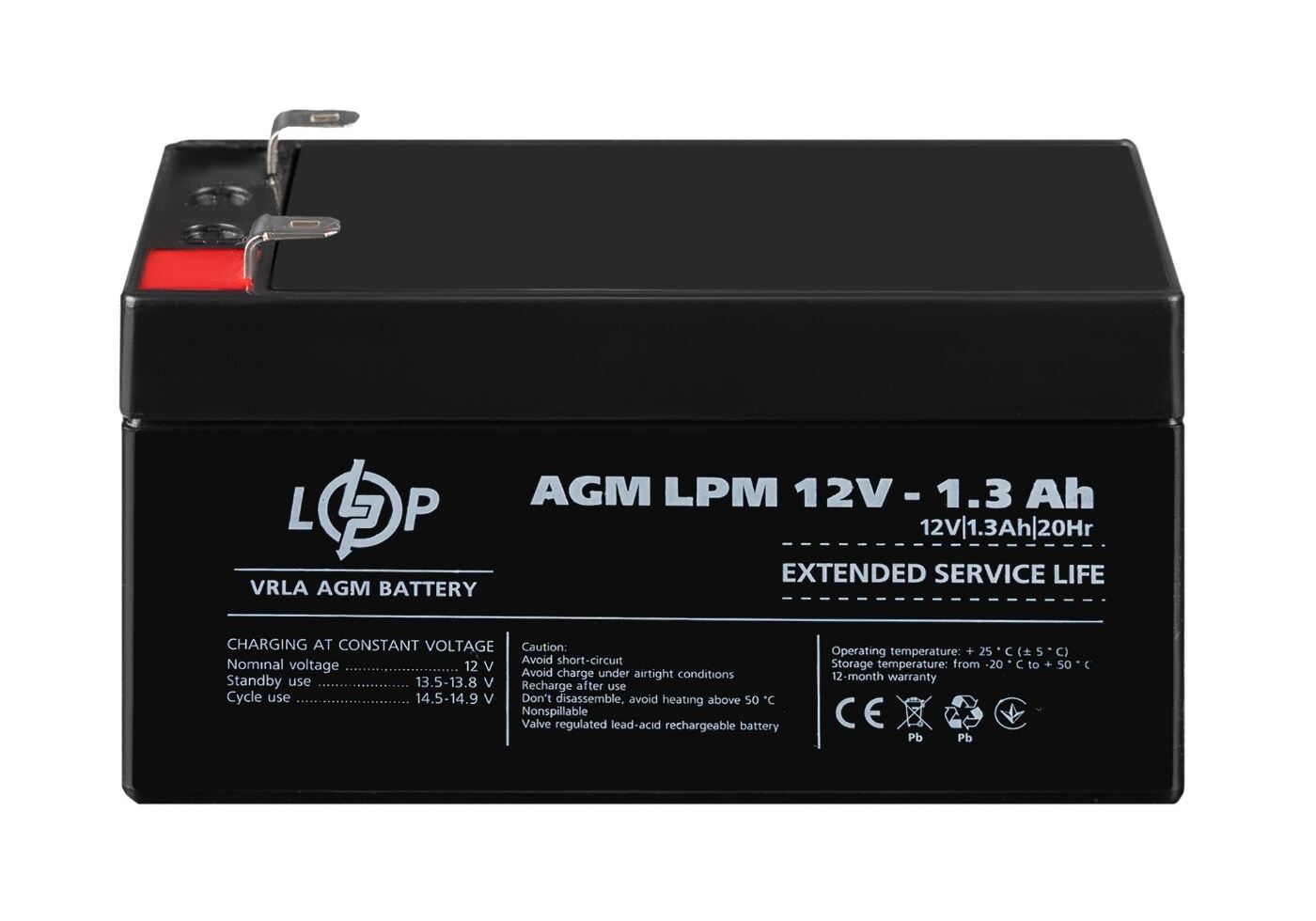 Акумулятор AGM LPM 12V - 1.3 Ah