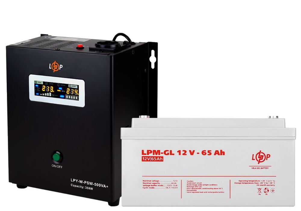 Комплект резервного живлення для котла LP (LogicPower) ДБЖ + гелева батарея (UPS W500VA + АКБ GL 780W)