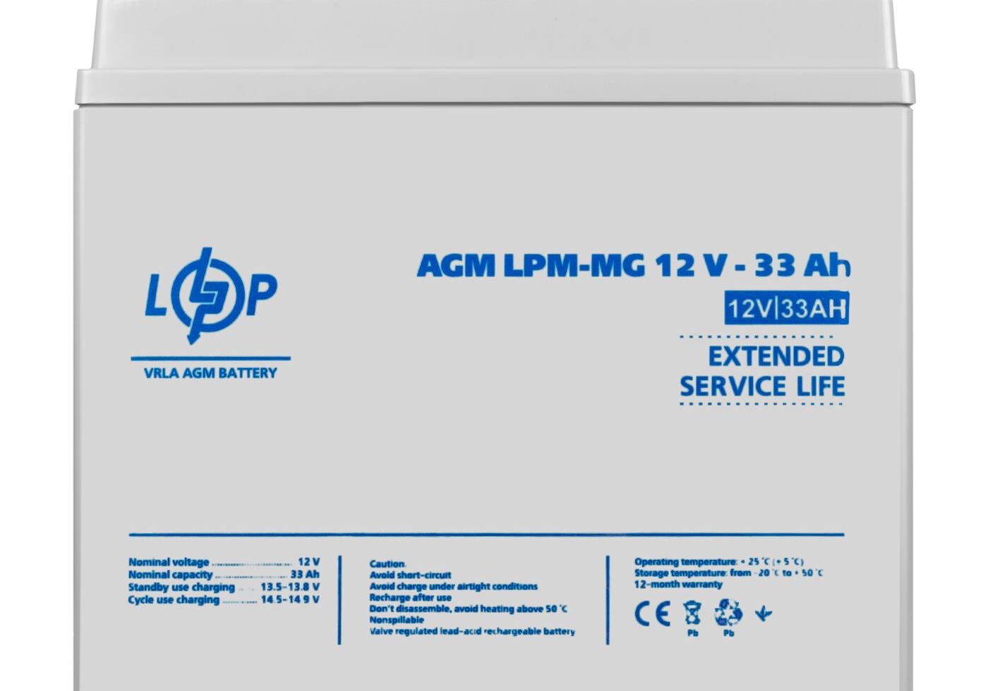Акумулятор мультигелевий LPM-MG 12V - 33 Ah