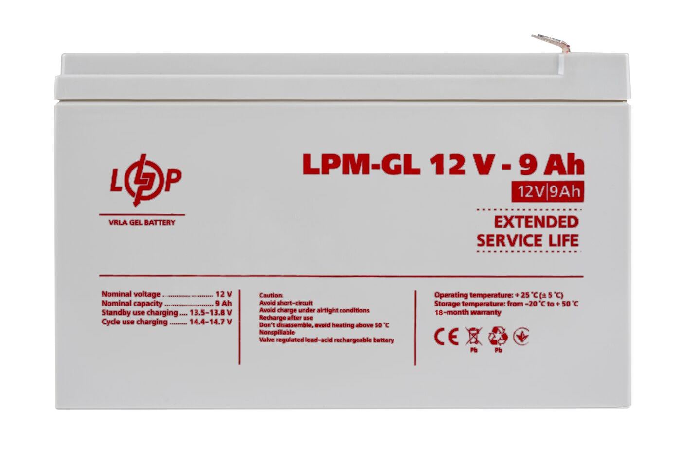 Акумулятор гелевий LPM-GL 12V - 9 Ah